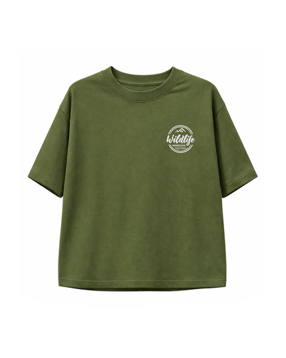 Camiseta Niño Oversize Estampado Wildlife Verde