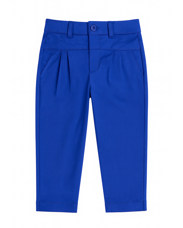 Pantalón Infantil Azul con Pliegues Elegantes