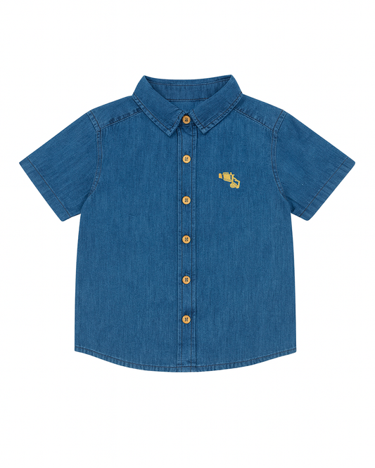 Camisa infantil de mezclilla con bordado de cámara