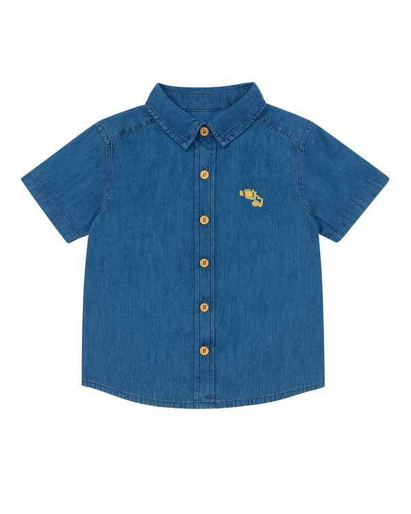 Camisa infantil de mezclilla con bordado de cámara