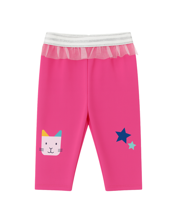 Leggings rosados con estampado y tul