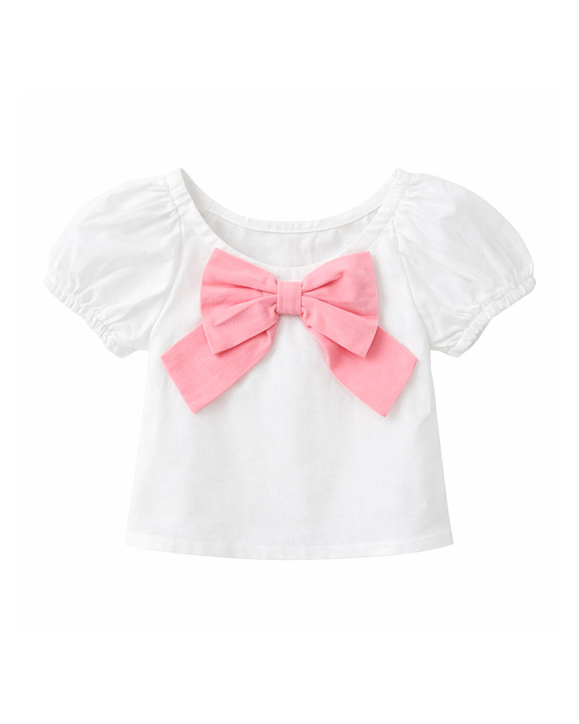 Blusa Niña Blanca con Moño Frontal Rosado