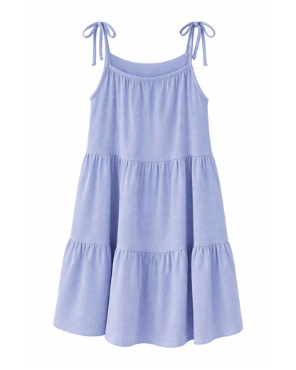 Vestido Azul Lavanda con Tirantes Anudados