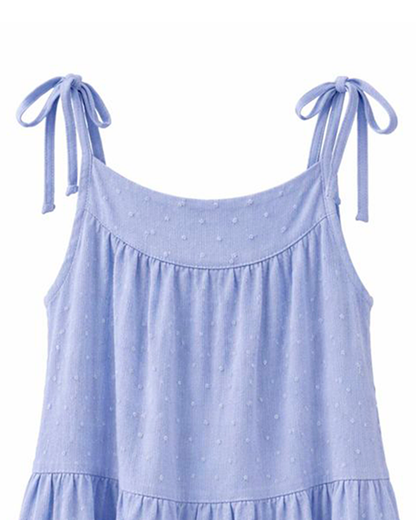 Vestido Azul Lavanda con Tirantes Anudados