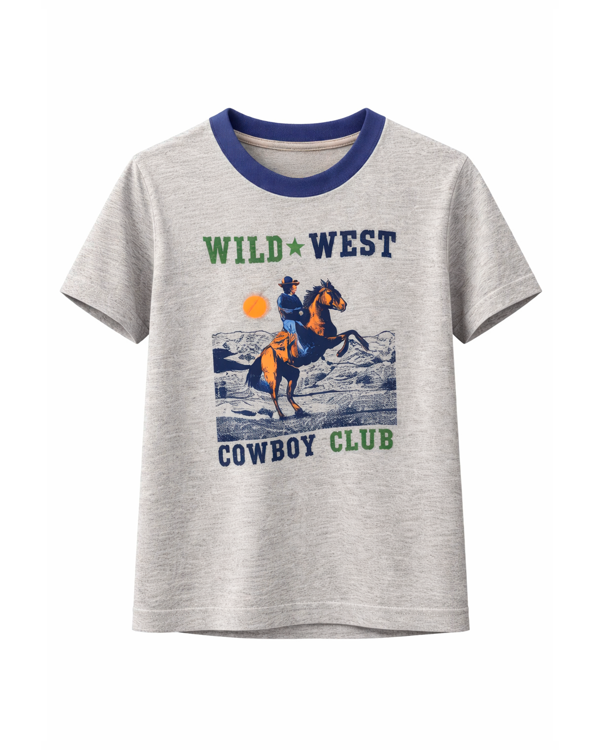 Camiseta Niño Estampado Wild West Cowboy Gris