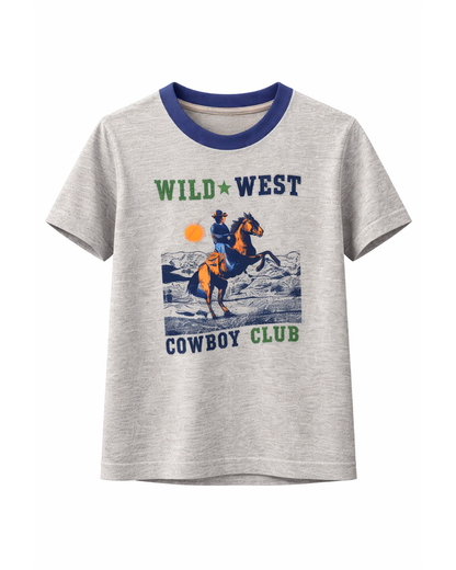 Camiseta Niño Estampado Wild West Cowboy Gris