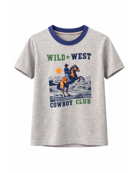 Camiseta Niño Estampado Wild West Cowboy Gris
