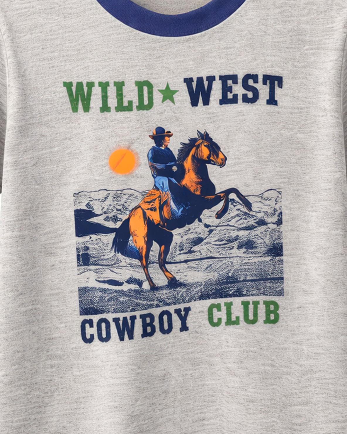 Camiseta Niño Estampado Wild West Cowboy Gris