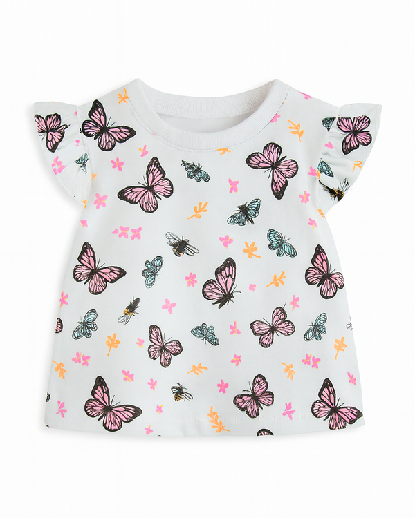 Blusa para niña manga corta blanca