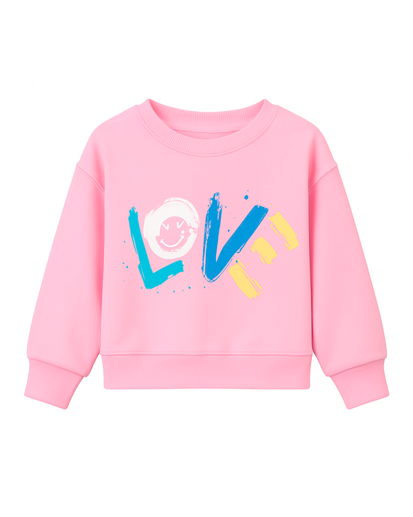 Buzo Infantil Rosado con Estampado “LOVE” Multicolor