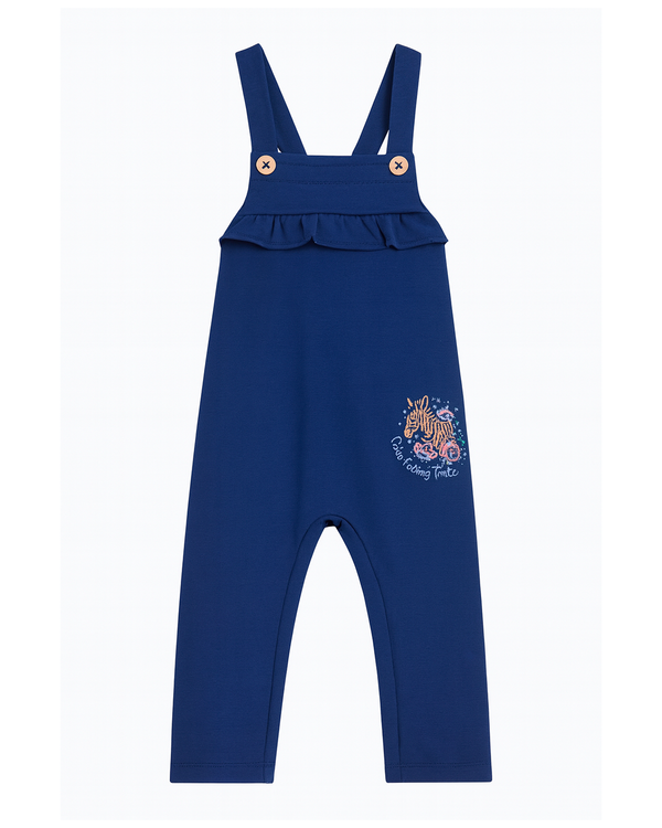 Jardinera Azul con Volantes y Estampado de Cebra