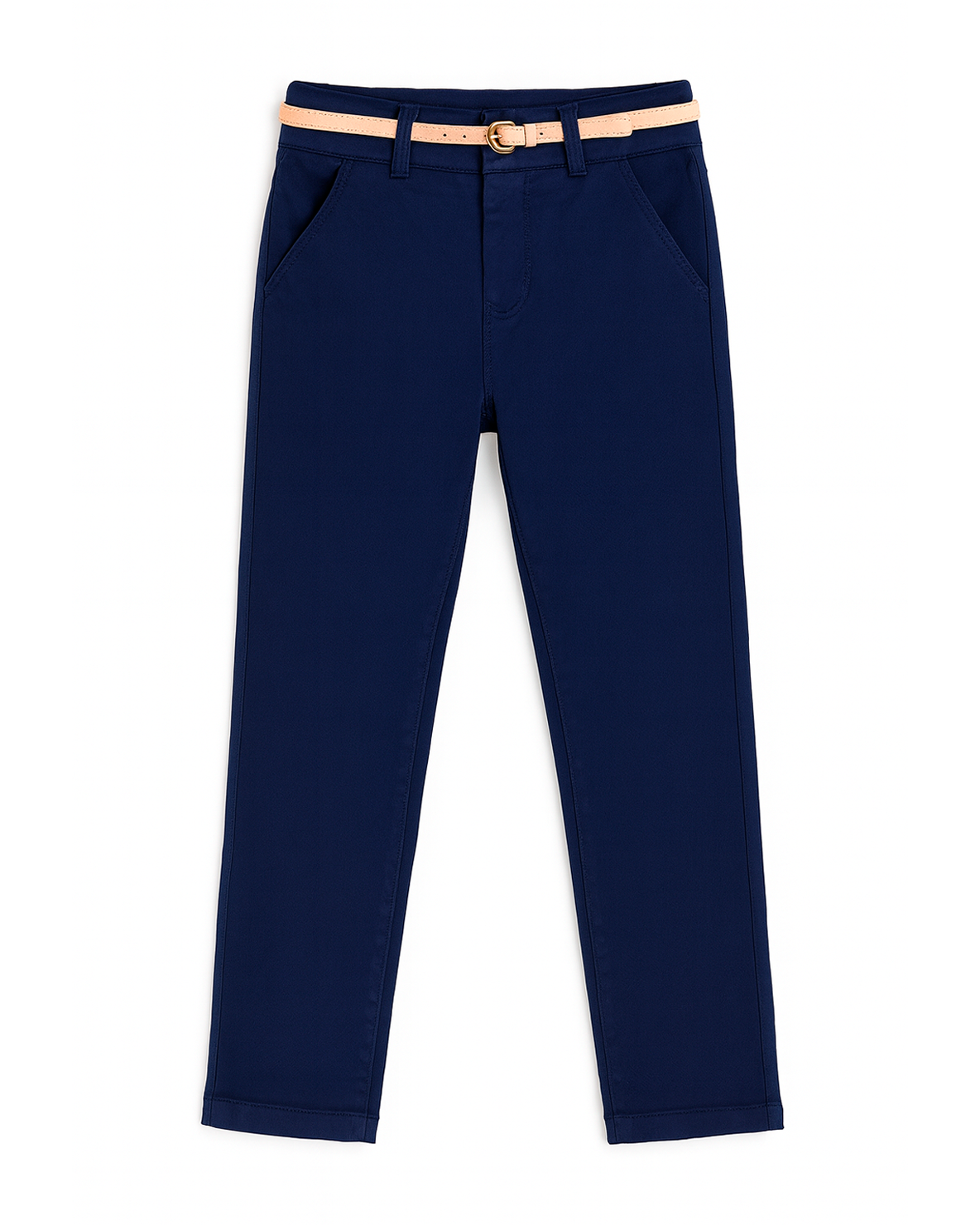 Pantalón para niña con cinturón - Azul oscuro Clásico