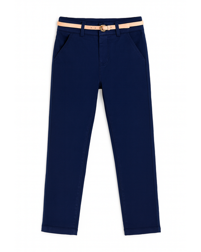 Pantalón para niña con cinturón - Azul oscuro Clásico