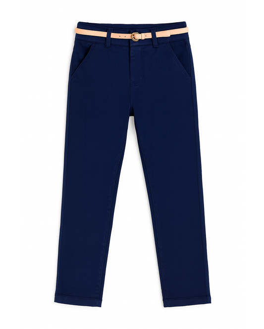 Pantalón para niña con cinturón - Azul oscuro Clásico