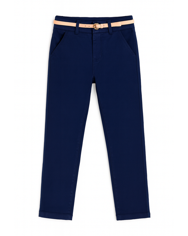 Pantalón para niña con cinturón - Azul oscuro Clásico