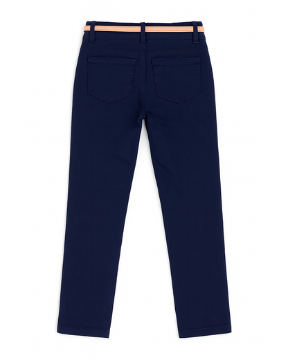 Pantalón para niña con cinturón - Azul oscuro Clásico