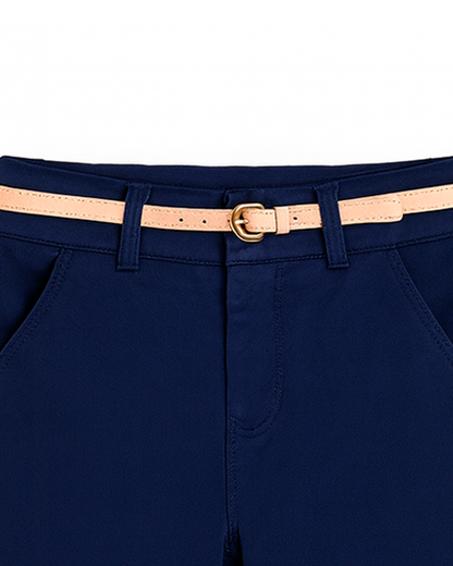 Pantalón para niña con cinturón - Azul oscuro Clásico