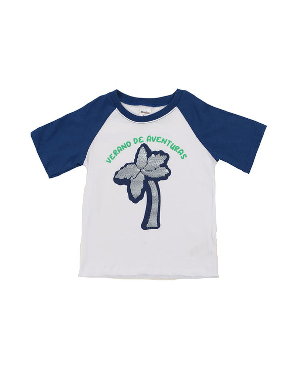 Camiseta para recien nacido niño azul verano