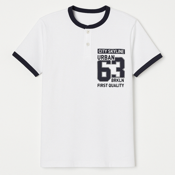 Camiseta henley manga corta