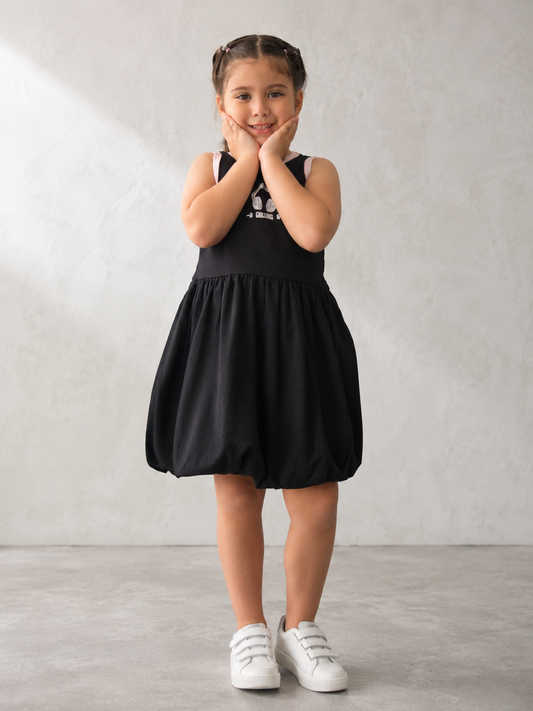 VESTIDO INFANTIL NEGRO - NIÑA - COLECCIÓN VIBRAS URBANAS