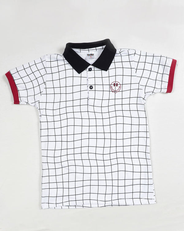 Polo para niño cuadros negros