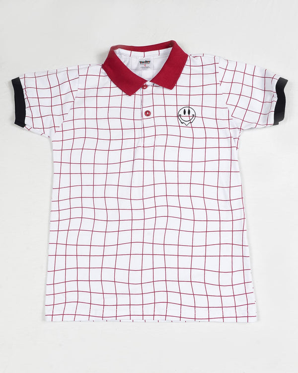 Polo para niño cuadros rojos